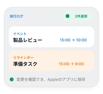AIへの依頼で作成された予定を表示するOriio